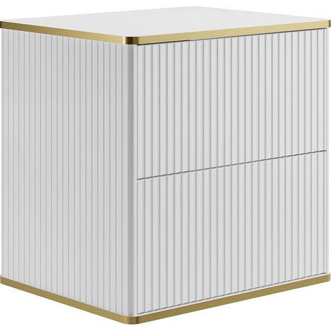 Mobile sotto lavabo sospeso con scanalature con bordo dorato - Bianco - L60 cm - KELIZA (1/4)