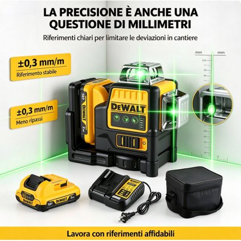 DEWALT DW089LG Livella Laser Verde 360 Autolivellante Kit Batteria 12V + Caricabatterie (1/5)