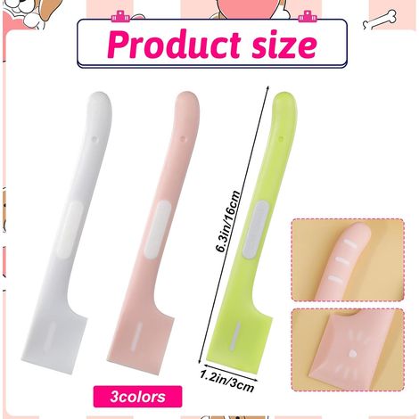 Cuillères en silicone JeiibrZui pour aliments pour animaux (lot de 3) - 6 x 3 cm - Rose, gris et vert - Cuillère pratique pour mélanger les aliments (1/5)