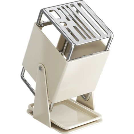 Support de rangement multifonctionnel pour plan de travail de cuisine, porte-baguettes intégré avec égouttoir rotatif et bac à eau [blanc laiteux] (1/5)