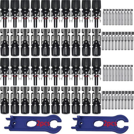 20 Paires Photovoltaique Câble Connecteur, Connecteur PV, Connecteur Solaire Photovoltaïque avce Clés Hexagonales, Connecteur Solaire Mâle + Femelle pour Panneaux Solaires Cable Accessoires (1/5)