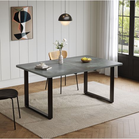 Ausziehbarer Esstisch 140/180/220 x 80 cm für 6-10 Personen, graues MDF, OKWISH (1/5)