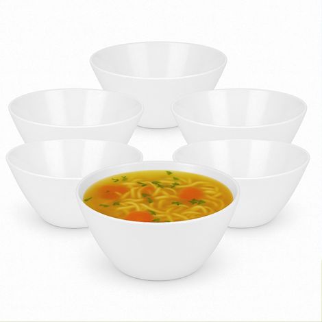Lot de 6 saladiers en verre opale blanc, 18 cm, compatibles micro-ondes et lave-vaisselle, pour salades (1/2)