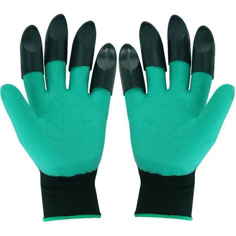 1 paire de gants de jardinage – gants de plantation à griffes, verts, taille unique, gants de bêchage
