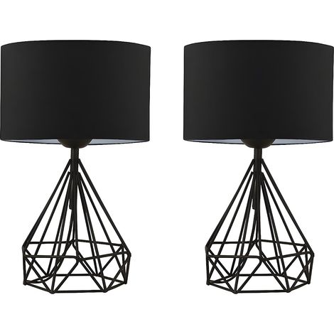Lampada da tavolo con abat-jour in Tessuto H. 41 cm in Metallo Nero - Lotto di 2 - ANAIA (1/2)