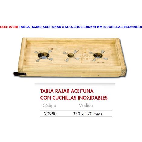 Planche à fendre les olives 3 trous 330x170 mm avec lames inox 20980