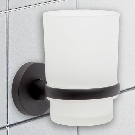 1 Porte-brosse à dents,Adhésif,Sans perçage,Métal antirouille,Gobelet inclus,Salle de bain