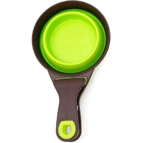 Gobelet doseur pliable en silicone pour animaux de compagnie avec clip de fermeture pour pelle à chien, 473 ml (4 oz), 8 oz et 16 oz, vert (1/5)