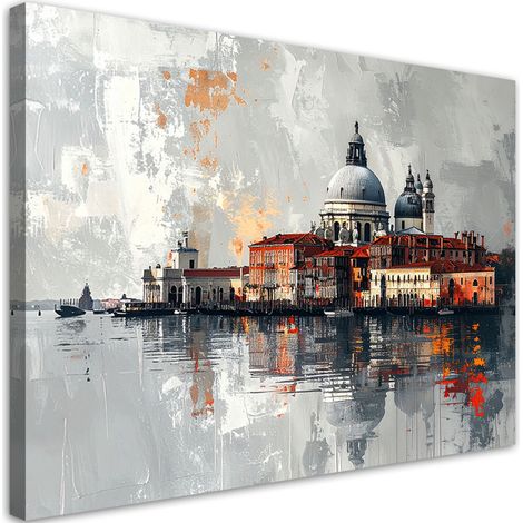 Wandbild Venezianischer Kanal Gondeln vor dem Hintergrund der Stadt Farbeffekt 90x60 (1/5)