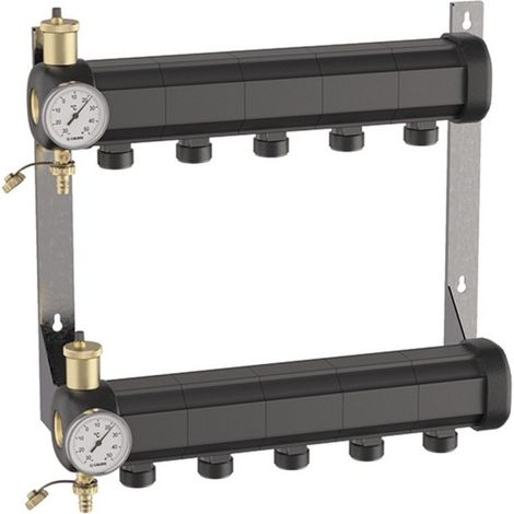 Collecteur géothermie prémonté 6 circuits raccordement 1"1/4 dérivation 42x2,5 TR entraxe 100 mm 6 bar - THERMADOR COLGEO6C