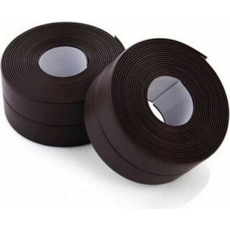 Rouleau d'étanchéité,2 Rouleaux Bande Etancheite Autocollante Imperméable, PVC Ruban Adhesif de Scellage Mural,Douche,Toilette,Cuisine,Salle de Bains (Marron) (1/5)