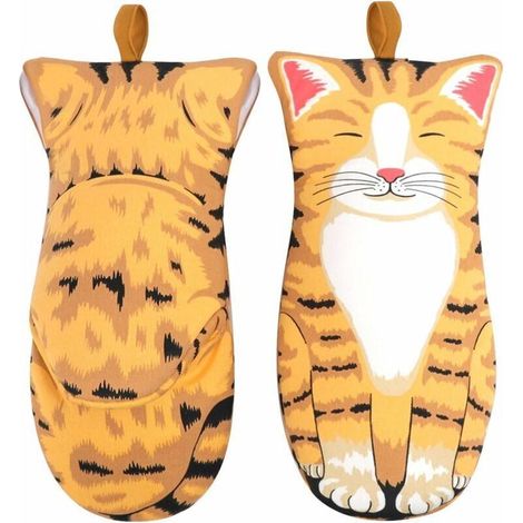 1 Paire de Gants de Cuisson Jusqu'à 200 ° C Gants de Cuisson Résistants à la Chaleur Gants de Grillage en Coton Gants de Four pour Barbecue Maniques Gants de Cuisine Gants de Cuisine Motif Chat (1/5)