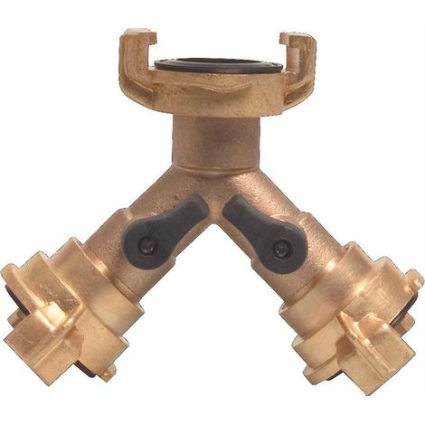 bevo MEGA Y-Stück Schnellkupplung Messing Schlauchgröße 9,5-38 mm Hahnabsperrung - 420535