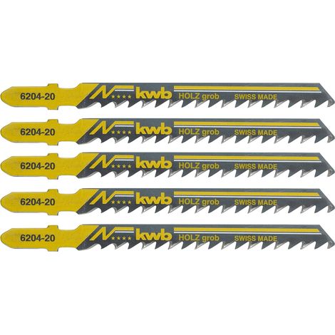 Lames de scie sauteuse pour le bois en acier HCS flexible avec tige à une came (tige en T), denture en plongée, épaisseur de lame extra-épaisse, tranchant durable, laquées noir, grossières (1/5)