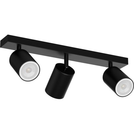 Plafonnier 3 Spots GU10, Spot Plafond Noir Orientable Rotatif, Moderne Luminaire Plafonnier, Éclairage de Plafond Metall pour Cuisine, Chambre, Salon, Couloir, 39 cm, Ampoule non Incluse (1/5)