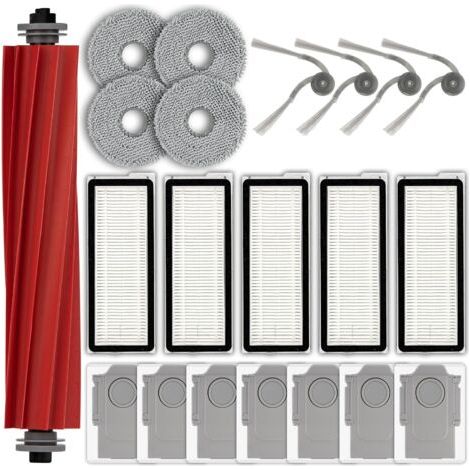 (21-teilig) Ersatzteile für Roborock QV 35A/QV 35S QR 798, 1 rotierende Bürste, 4 Seitenbürsten, 7 Staubbeutel, 5 HEPA-Filter, 4 Reinigungstücher, Zubehörset