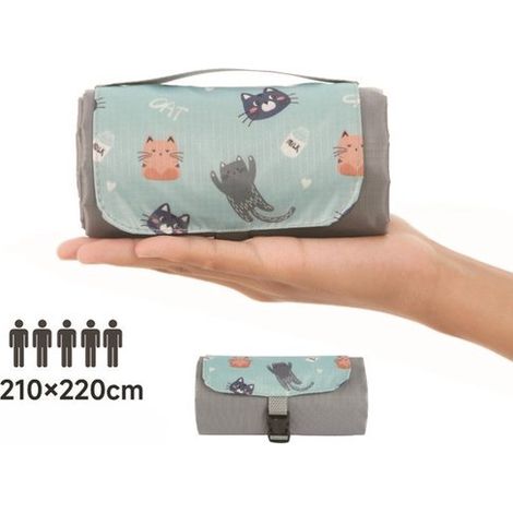 Manta de picnic, Impermeable, ultraligera y compacta, Manta verde para exteriores, acampadas, playa y senderismo, verde oscuro, 150 x 210 cm (1/5)