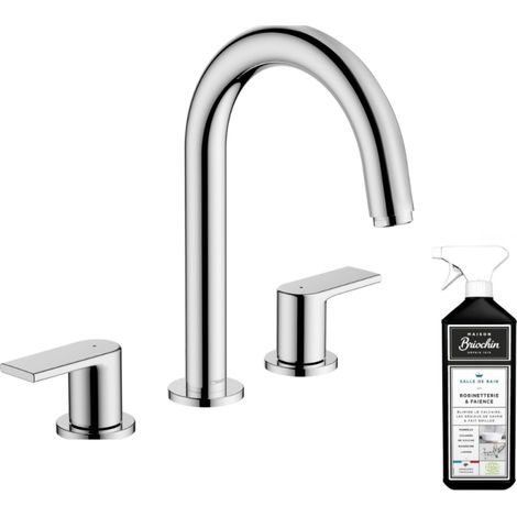 HANSGROHE Mezclador de lavabo de 3 orificios con extraíble y vaciador cromado + limpiador briochin
