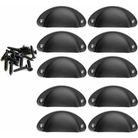 10PCS Poignée de Coquille Vintage pour Tiroir Armoire Meuble Cuisine Fer Incurvé Bouton de Porte de Placard (1/4)
