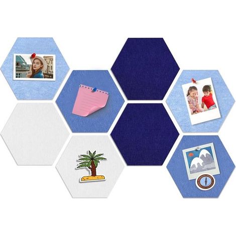 Longziming - Tableau en feutre autocollant - Panneau mural hexagonal - Installation sans perçage - Masque les taches - Feutre résistant - Design décoratif moderne - Idéal pour le bureau et le salon - (1/5)