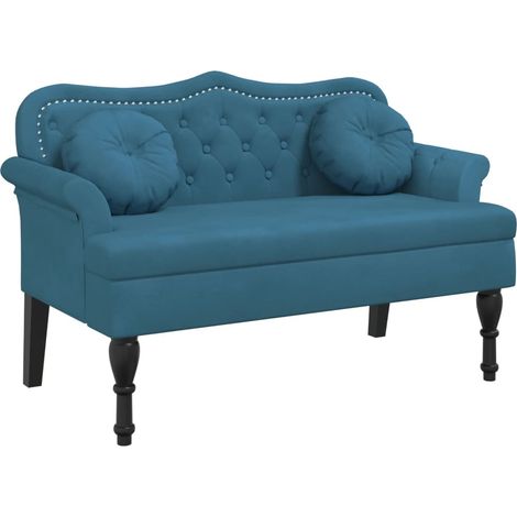 Banc avec coussins bleu 120,5x65x75 cm velours CFW366524 (1/5)