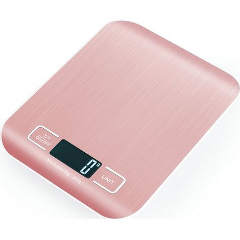 Balance de cuisine numérique 5 kg/1 g avec écran LCD, 6 unités, fonction tare Accessoires de cuisine pour la cuisson, le café, les aliments pour animaux, cadeaux pour femme, rose