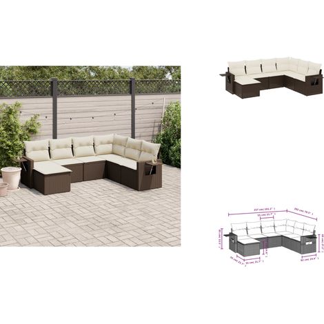 7-tlg. Garten-Sofagarnitur mit Kissen Braun Poly Rattan - Gartenmöbel - Outdoor Möbel - Rattan Gartenmöbel - Lounge Set - Sofasatz (1/3)