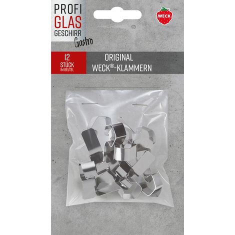12er Beutel Weck Klammern mit Trägerkarte "Gastro" 76132