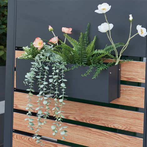 Jardinera Achtkarspelen colgante acero 50x12x15cm - Antracita [en.casa] (1/5)