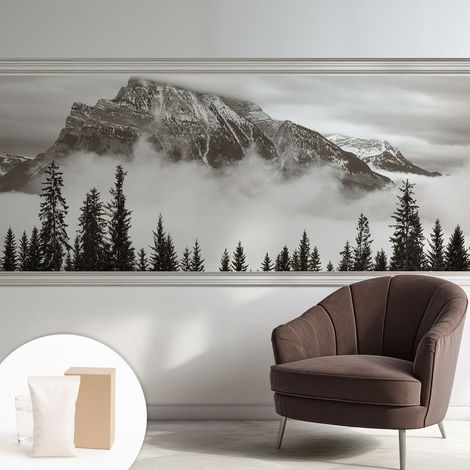 Papier peint intissé mural avec colle pour salon et chambre Décoration murale rapide - Colle incluse gratuite Paysage montagneux 250x104 cm (1/5)