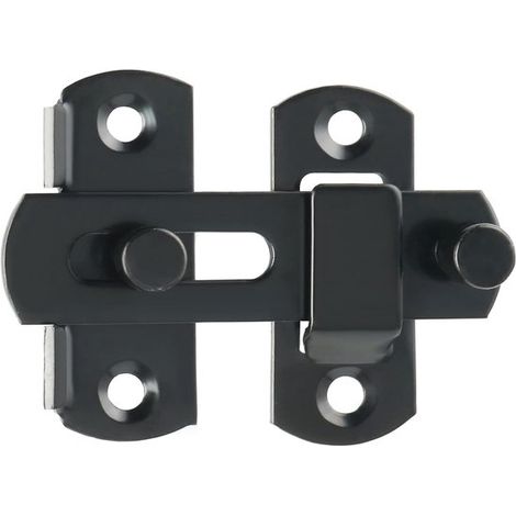 Dos cerraduras de acero inoxidable para puertas correderas pequeñas,con pestillos y tornillos de montaje,de 2 mm de grosor,color negro (1/5)