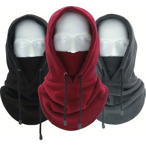 Ensemble de 3 cagoules d'hiver, bonnet chaud et coupe-vent avec cache-cou pour le cyclisme et le ski en extérieur – Cadeau idéal pour Noël (1/5)