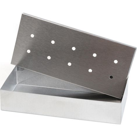 Wenco Scatola per affumicatura di alta qualità, 20 x 9,5 x 4 cm, in acciaio inox, resistente al calore, per barbecue a gas e carbonella, colore: argento (1/5)