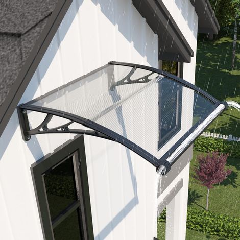 Marquise de Porte Extérieure 100x80cm Auvent avec Drainage pour Terrasse (1/5)