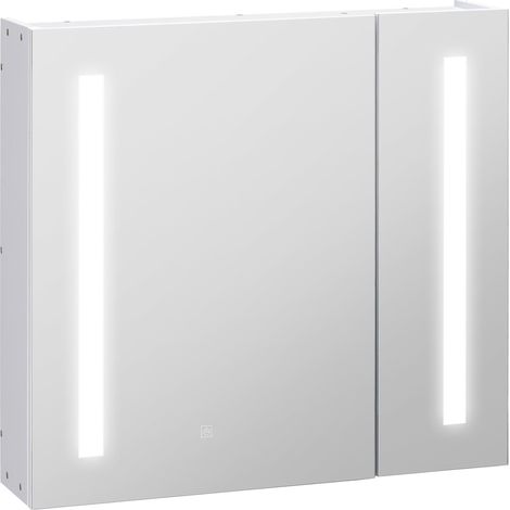 Armoire miroir murale salle de bain 70 x 15 x 65 cm 3 niveaux rangement éclairage led réglable contemporain en MDF blanc (1/5)
