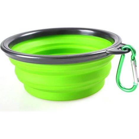 Bol - 13x5.5x9cm - Vert - Pour Chien et Chat - Camping Voyage (1/2)