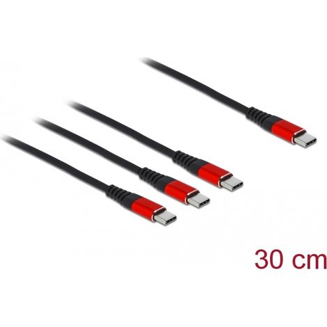 Delock Cable de carga USB 3 en 1 USB Type-Câ¢ a 3 x USB Type-Câ¢ 30 cm