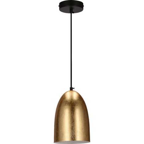 Suspension Icaro Candellux noir, long abat-jour or E27 (1/2)
