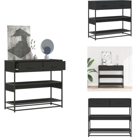 Table console noir 90x35x80 cm bois d'ingénierie - Table Console - Tables Consoles - Bout De Canapé - Table D'entrée (1/5)