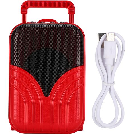 Mini-Bluetooth-Lautsprecher in Kofferform, tragbar mit Kartenfach und Musikplayer (Rot) (1/5)