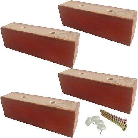 Pieds de meubles en bois massif, accessoires pour pieds de canapé en bois de 5 cm, pieds de support pour armoire, pieds de table basse (rouge) (1/5)