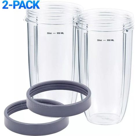Adecuado vaso cuchillas licuadora Nutribullet: vaso grande 946,4 ml (32 oz), frescura resellable junta goma, licuadoras Nutri Bullet 600 W/900 W (1/5)