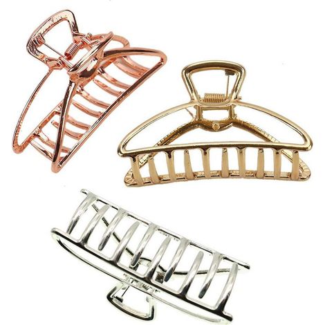Lot de 3 pinces - Pinces multifonctionnelles non fixes - Accessoires pour tous types de cheveux - Pinces tendance - Argent, or rose, or (1/5)