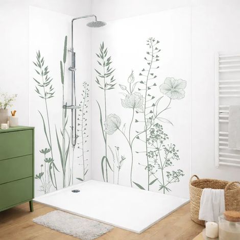 Lot de 2 panneaux de douche en PVC (90x220 & 120x220 cm) + profilés blanc - Vegetalist - Vert