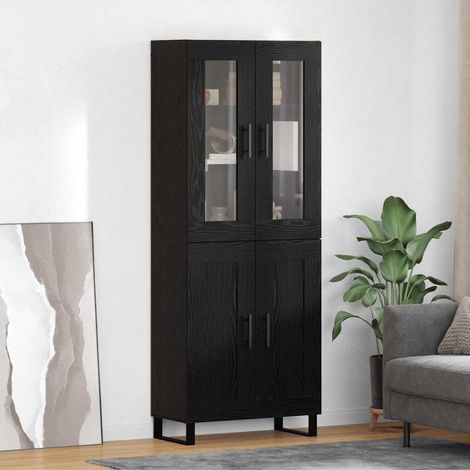 vidaXL  Highboard  2 pcs Black Oak Engineered Wood and Glass