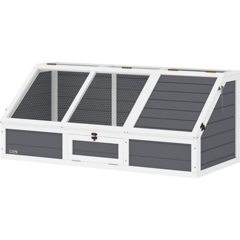 Recinto per tartarughe 120 x 55 x 20-50 cm in legno grigio chiaro con zona sole - CHICFURN (1/5)