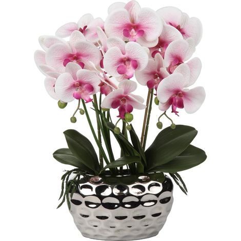 Plante Artificielle orchidée, Fleurs artificielles, avec de Vraies Fleurs, en céramique, pour décoration de Table, Chambre à Coucher, Salle de Bain, Salon, Höhe 44cm, Rose (1/5)