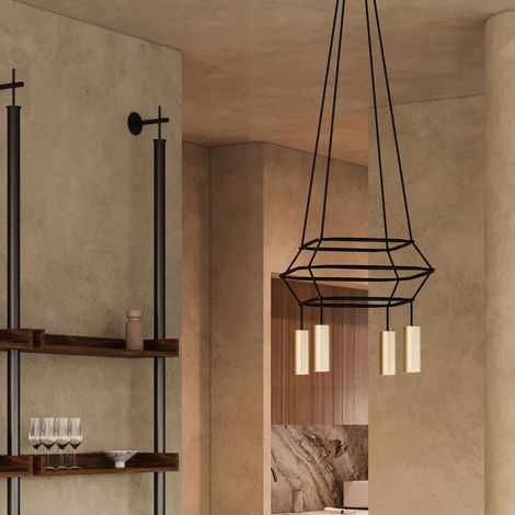Creative Cables - Fermaluce Wood mit verstellbarem Holz-Spot und Tub-E14 Lampenschirm