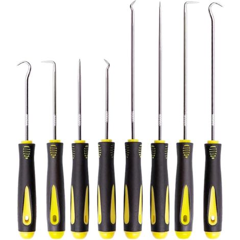 8 Pcs Jeu de Crochets et Tournevis Mécanique de Précision, Jeu de Crochets et Tournevis Mécanique, Outil à dégarnir l’Habillage de Porte Extracteur Joint Injecteur, Crochets Longue Portée (1/5)