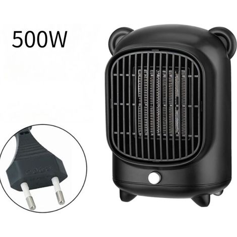 Chauffage d'appoint,500W Mini Chauffage Radiateur Electrique,2 Modes Radiateur Soufflant Salle de Bain,Protection Contre Surchauffe et L'inclinaison pour Chambre à Coucher,Bureau à Domicile(noir) (1/4)